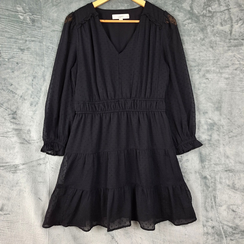 Womens Dress 8P Petite Black Tiered‎ Mini Witchy Whimsigoth Fairy Grunge Goth
